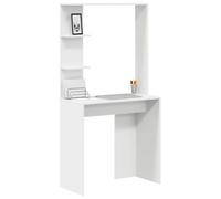 vidaXL Escritorio Blanco Contemporáneo de con Estantes Integrados para Oficina en Casa o Estudio Montaje Fácil Muebles Duraderos de Madera de Ingeniería Diseño Que Ahorra Espacio para Espacios Peque