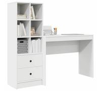 vidaXL Escritorio Blanco de Madera con Almacenamiento Diseño Compacto para Oficina en Casa Escritura Estudio Muebles Modernos de Estación de Trabajo para Computadora