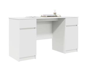 vidaXL Escritorio Blanco Madera de ingeniería 140 x 49 x 76 cm | Tienes compartimentos amplios que ayudan a mantener todo en orden, Su estilo minimalista se adapta a cualquier decoración,