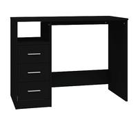 vidaXL Escritorio cajones Madera contrachapada Negro 102x50x76 cm