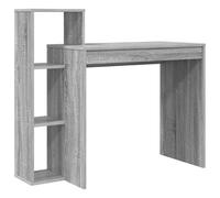 vidaXL Escritorio Compacto Minimalista con Tres Estantes Flotantes Gris Sonoma MDF Oficina en Casa o Estudio Mesa Contemporánea Que Ahorra Espacio Estante