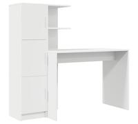 vidaXL Escritorio con Almacenamiento Blanco Madera Elaborada