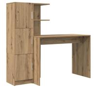vidaXL Escritorio con Almacenamiento de Madera de Roble Artesanal, Estantes Ajustables, Sistema Antivuelco para Oficina en Casa, Mesa de Trabajo Moderna, Multi-Espacio para Escribir, Muebles de Inte