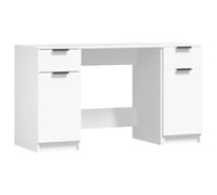 Vidaxl Escritorio Con Armario Lateral Madera Contrachapada Blanco