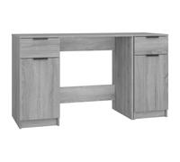 Vidaxl Escritorio Con Armario Lateral Madera Contrachapada Gris Sonoma