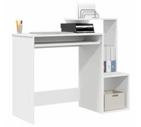 vidaXL Escritorio Blanco Moderno de | 90 X 50 cm Material MDF Diseño Rectangular con estantes Ideal para oficinas y Espacios de Estudio Requiere ensamblaje fácil Estación de Trabajo compacta Almacen