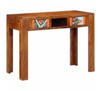 vidaXL Escritorio con cajón con Almacenamiento Marrón 100 x 50 x 75 cm | Un patrón geométrico impresionante que hace brillar tu espacio, Tiene dos cajones grandes, Hecho de madera maciza de acacia,