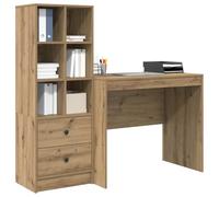 vidaXL Escritorio con cajón con Estante 2 pcs Roble Artesanal, Escritorio Moderno, Mueble de Trabajo Resistente, Funcional en casa, estación práctica para Aumentar tu productividad