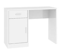 vidaXL Escritorio para ordenador con cajón y armario Contrachapada 100x40x73 cm Blanco Brillo