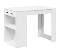 vidaXL Escritorio con cajón y Estante Madera contrachapada Blanco, Escritorio de Oficina, Escritorio de Estudio, Escritorio de Trabajo