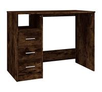 vidaXL Escritorio con cajones contrachapada Roble Ahumado 102x50x76 cm