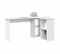 vidaXL Escritorio Blanco con Estantes de Almacenamiento Estilo Moderno para Oficina en Casa Espacio Amplio y Líneas Limpias para Estudiar y Escribir