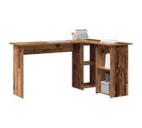 vidaXL Escritorio con Estante Madera Envejecida 142 x 102 x 73 cm, Escritorio Esquinero Moderno, Funcional para Oficina en Casa, Espacio de Trabajo Elegante y Material Resistente
