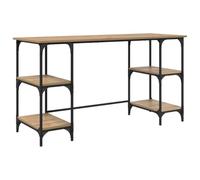 vidaXL Escritorio con Estante Roble Artesanal 140 x 50 x 75 cm, Escritorio de Computadora Rústico Industrial, Mesa de Trabajo Amplio Almacenamiento, Rectangular Oficina, Madera