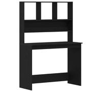vidaXL Escritorio con estantes contrachapada Roble Negro 102x45x148cm