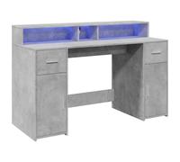 vidaXL Escritorio con LED Madera ingeniería Gris hormigón 140x55x91 cm