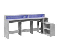 vidaXL Escritorio con LED Madera ingeniería Gris hormigón 200x104x91cm