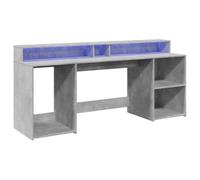 vidaXL Escritorio con LED Madera ingeniería Gris hormigón 200x55x91 cm