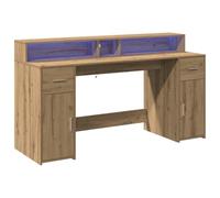 vidaXL Escritorio con LED Madera ingeniería Roble artisian 160x55x91 cm