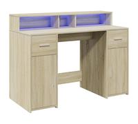 vidaXL Escritorio con LED Madera ingeniería Roble Sonoma 120x55x91 cm