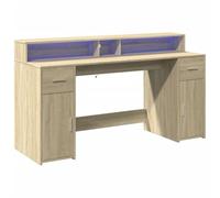 vidaXL Escritorio con LED Madera ingeniería Roble Sonoma 160x55x91 cm