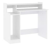 vidaXL Escritorio con Luz LED Blanco Mesa Ordenador Estudio Oficina Muebles Despacho Almacenamiento Estantería Hogar Madera Contrachapada
