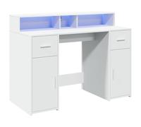 vidaXL Escritorio con luz LED Madera ingeniería Blanco 120x55x91 cm