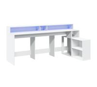 Escritorio Con Luz Led Madera Ingeniería Blanco 200x104x91 Cm Vidaxl