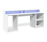 Escritorio Con Luz Led Madera Ingeniería Blanco 200x55x91 Cm Vidaxl