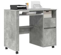 vidaXL Escritorio con Ruedas con cajón Gris Concreto 91 x 50 x 77 cm, Escritorio para casa, diseño Moderno, estación de Trabajo ergonómica, móvil y Funcional, con Almacenamiento