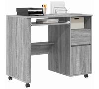 vidaXL Escritorio Moderno Sonoma Gris con Estantes Ajustables sobre Ruedas | Estación de Trabajo Compacta para Oficina en Casa Mesa de Escritura Elegante para Usar Dentro del Mueble Móvil