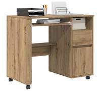 vidaXL Escritorio Moderno de Roble Artesanal con Cajón sobre Ruedas | Estación de Trabajo Compacta para Oficina en Casa | Mesa de Escritura Elegante de Madera de Ingeniería para Mobiliario Interior.