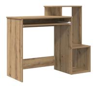 vidaXL Escritorio de Computadora de Roble Artesanal | 90 x 50 cm Construcción de Tablero de Partículas Diseño Compacto con Estantes de Almacenamiento Ideal para Oficina y Estudio Escritorio de Madera