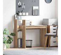 vidaXL Escritorio Compacto Minimalista con Dos Estantes Roble Artesanal Madera Elaborada Oficina O Estudio Hogar Escribir Marrón