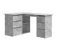 vidaXL Escritorio de Esquina de Ordenador Estudio Ejecutivo Oficina Despacho Mueble Duradera Robusta Estable de Madera Contrachapada Gris Hormigón