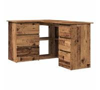 vidaXL Escritorio de Esquina Madera contrachapada Madera Envejecida