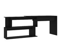vidaXL Escritorio de Esquina Madera contrachapada Negro 200x50x76 cm