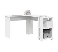 vidaXL Escritorio de Esquina Madera de ingeniería 140 x 113,5 x 75 cm | Perfecto para encajar en esquinas, Tiene dos estantes útiles para tus cosas, Estilo mate blanco que se ve genial
