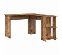 vidaXL Escritorio de Esquina Rústico con Almacenamiento Marrón | Hecho de MDF, Ideal para tu Oficina en Casa y Estudio, Dos Estantes Prácticos, Acabado Desgastado, Diseño Compacto y Que Ahorra Espac