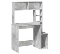 vidaXL Escritorio de estantes contrachapada Gris hormigón 100x45x140cm