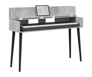 vidaXL Escritorio de Estudio Gris Hormigón 130 x 40 x 19,5 cm, Escritorio Moderno Rectangular para producción Musical, grabación y Espacios creativos, diseño de Madera Funcional