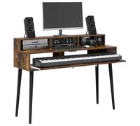 vidaXL Escritorio de Estudio Roble Ahumado 110 x 42,5 x 36 cm, Escritorio Moderno, Espacio Musical Funcional, Mueble de Madera, Setup Minimalista para tu habitación