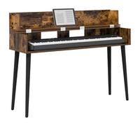 vidaXL Escritorio de estudio de roble ahumado, 130 x 40 x 19,5 cm, madera de ingeniería, moderno, rectangular, para producción musical, grabación y espacios de trabajo creativos, diseño de madera de