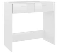 Escritorio De Madera Contrachapada Blanco Brillo 80x40x75 Cm Vidaxl