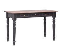 vidaXL Escritorio de Madera de Caoba Maciza con 3 cajones, Estilo francés Envejecido, para Sala de Estar, Oficina, Escritura, computadora, computadora, Soporte de Mesa, 117 x 57 x 75 cm
