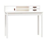 vidaXL Escritorio de madera maciza de pino blanco 110x50x93 cm con compartimento y estantes