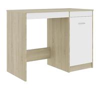 vidaXL Escritorio de Ordenador Despacho Ejecutivo Oficina Estudio Robusto Estable Contrachapada Color Roble Sonoma y Blanco 100x50x76 cm