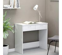 vidaXL Escritorio de Ordenador Despacho Ejecutivo Oficina Estudio Robusto Estable Simple Alta Calidad de Madera Contrachapada Blanco 80x40x75 cm