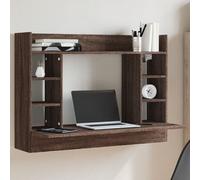 vidaXL Escritorio de pared madera ingeniería marrón 105x48x75 cm, mesa de pared, mesa montada en la pared, mesa de pared colgante