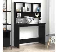 vidaXL Escritorio con estantes contrachapada Roble Negro 102x45x148cm